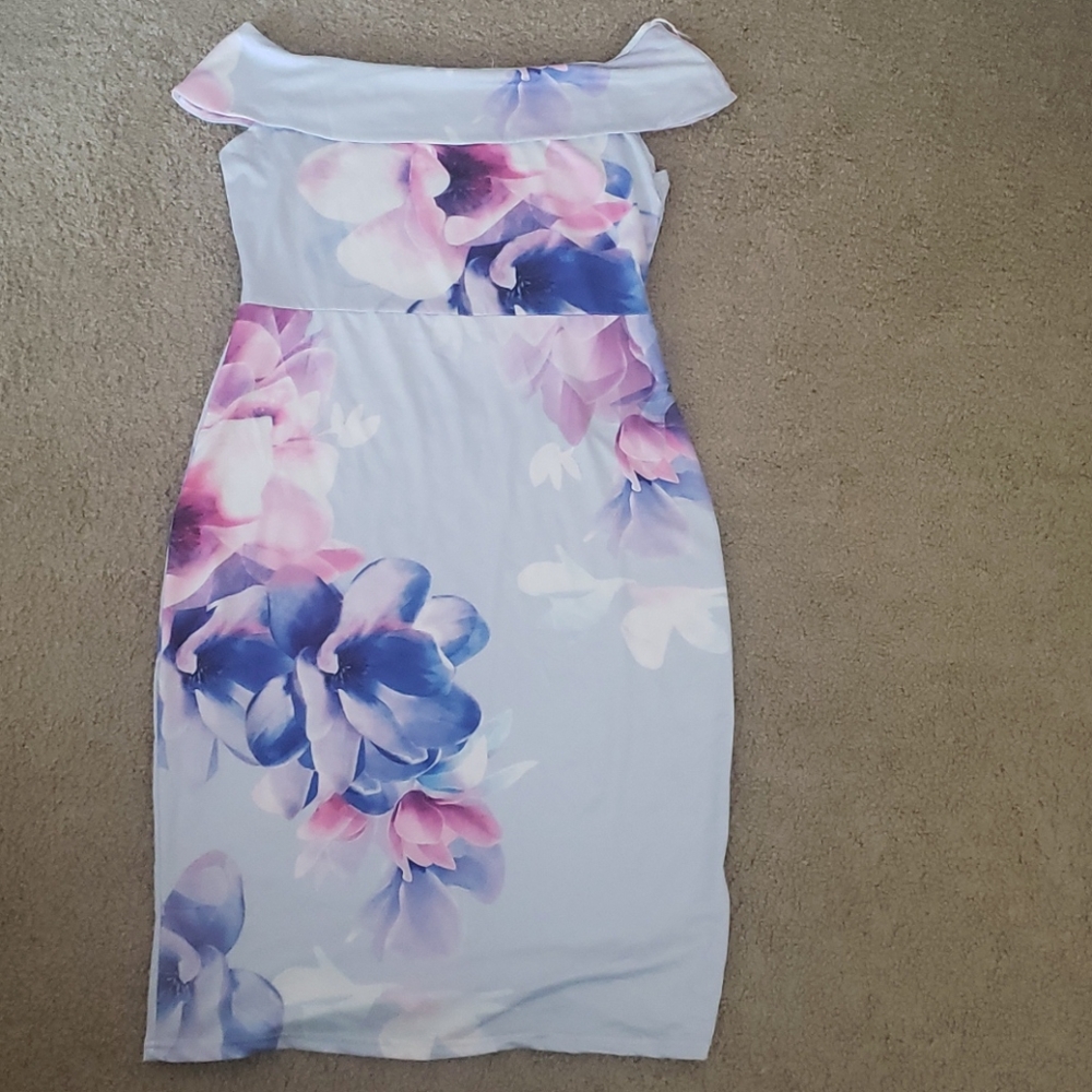 Midi White Foral Dress
